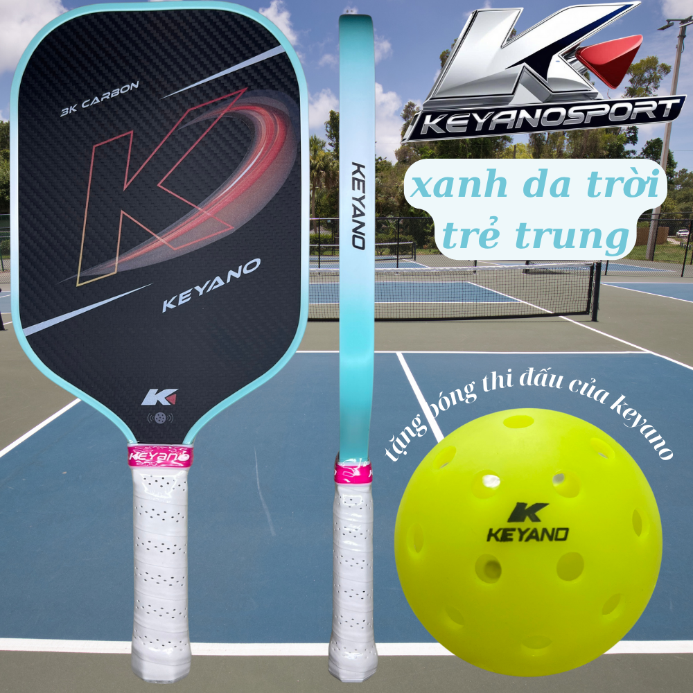 VỢT PICKLEBALL KEYANO CACBON 3K (xanh da trời)