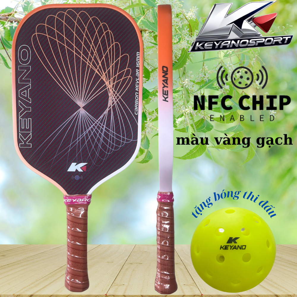 VỢT PICKLEBALL KEYANO CACBON KEVLAR ( vàng gạch)
