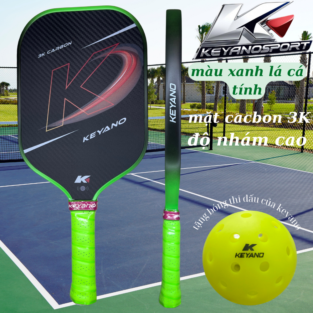 VỢT PICKLEBALL KEYANO CACBON 3K ( xanh lá cây)