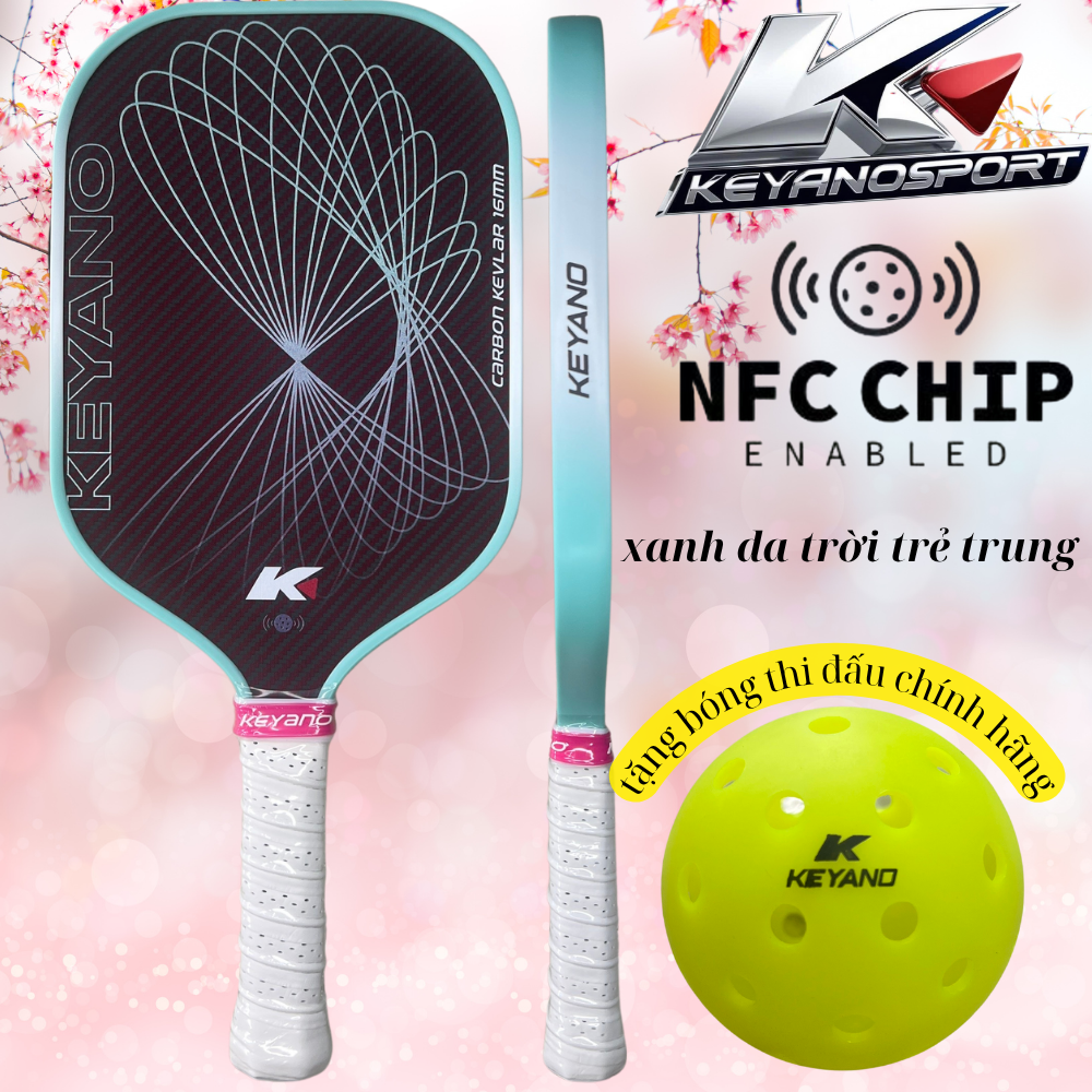VỢT PICKLEBALL KEYANO CACBON KEVLAR ( xanh da trời)