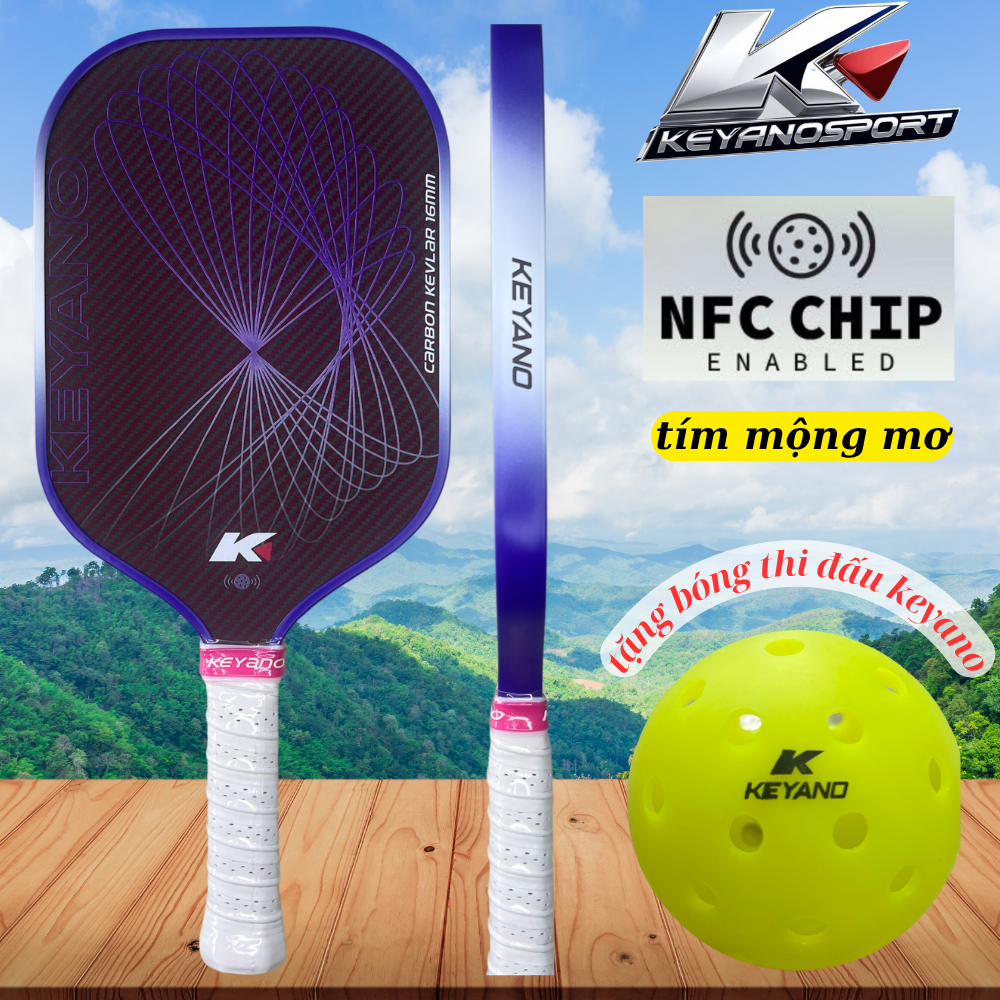 VỢT PICKLEBALL KEYANO CACBON KEVLAR (màu tím)