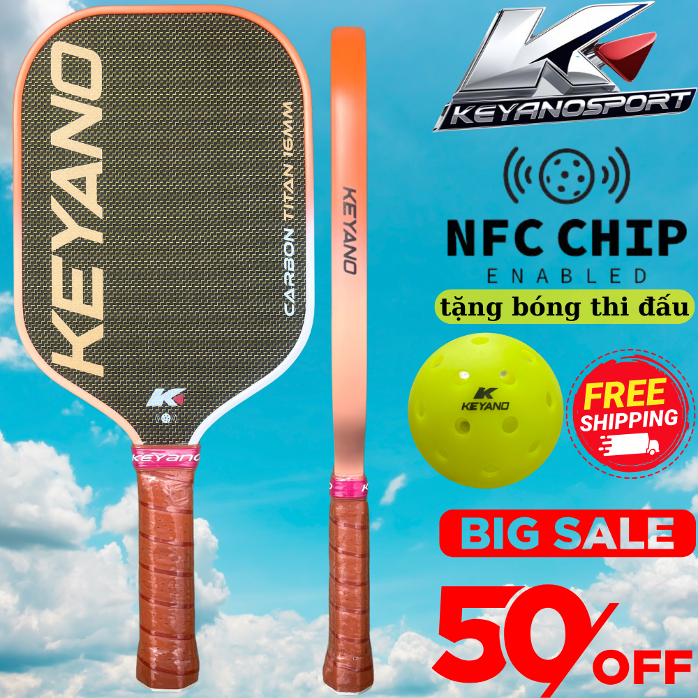 VỢT PICKLEBALL KEYANO CACBON TITAN (vàng gạch)